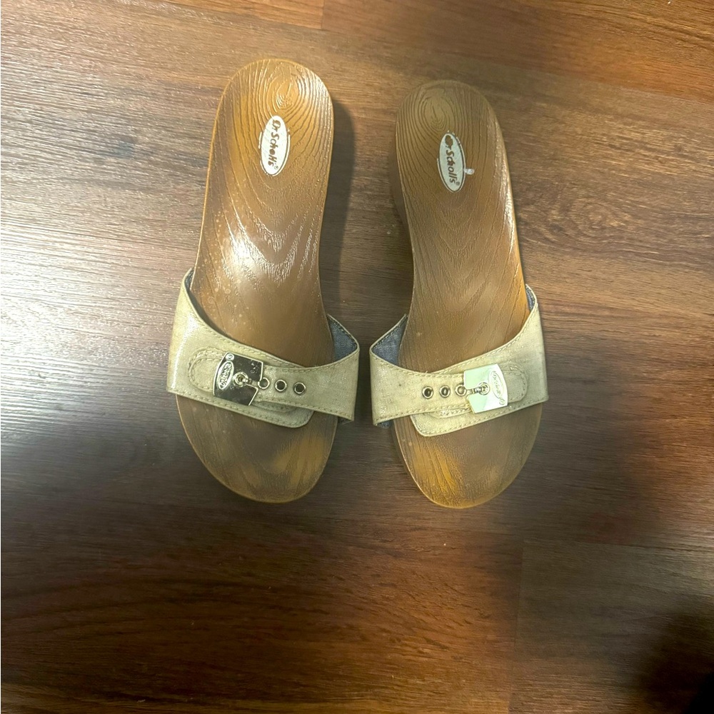 Dr Scholls Women’s Wooden Sandals Beige Size 9M